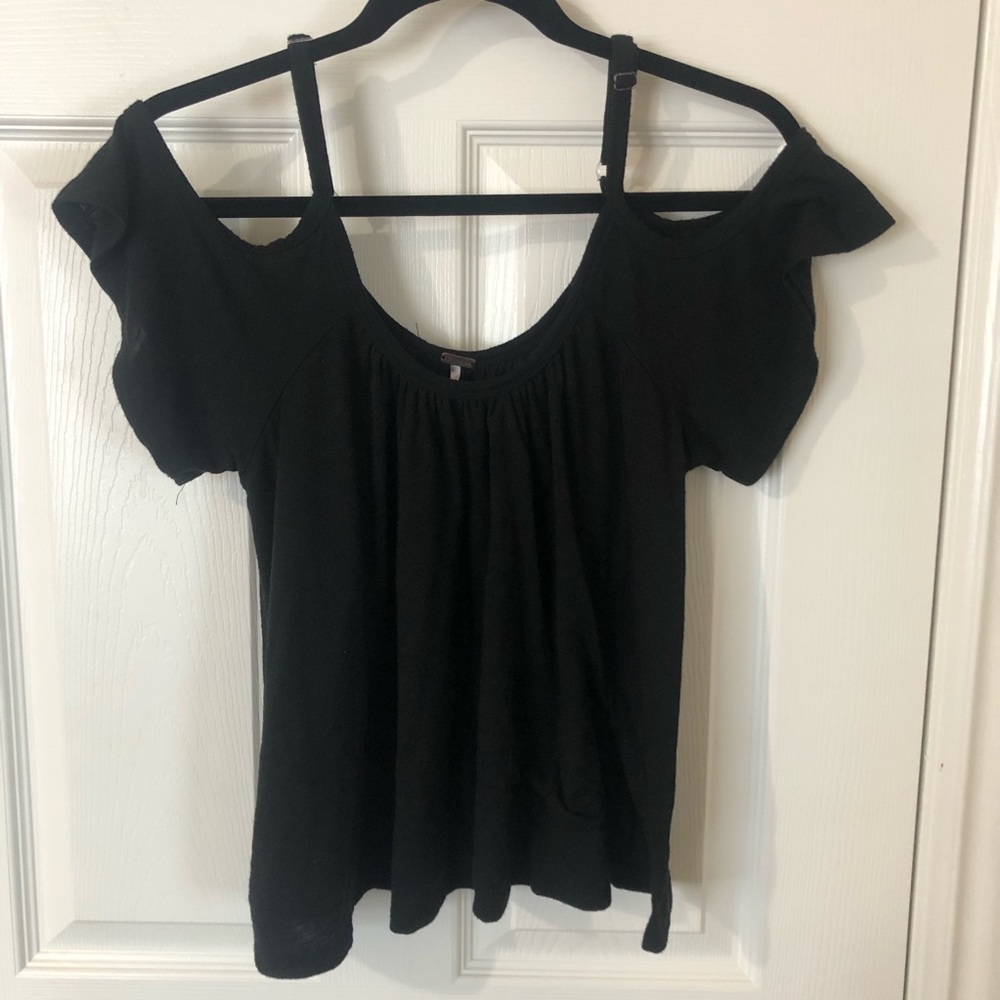Black strappy off the shoulder top